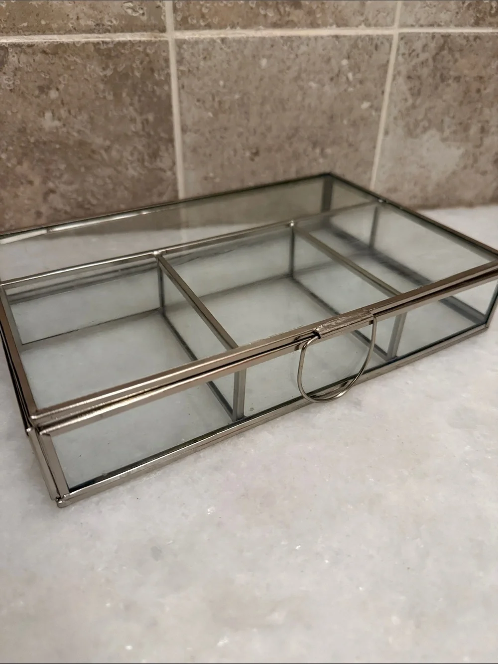 Vintage vibe Glass & soldered metal jewelry Box case